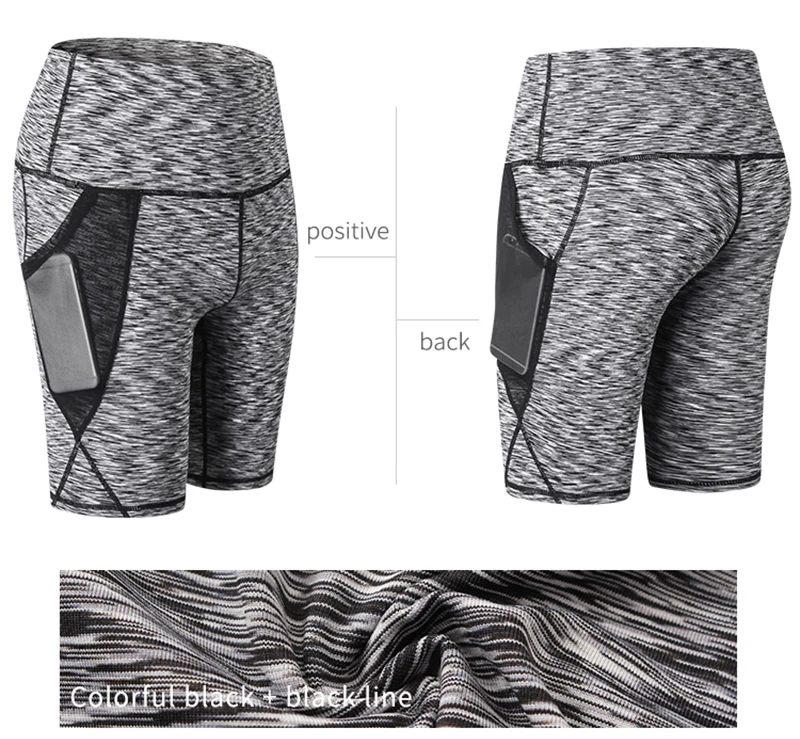 2023 Summer Gym Shorts Women High Waist Compression Quick Dry Yoga Shorts femme Fitness Running Push Up Shorts Pockets Design