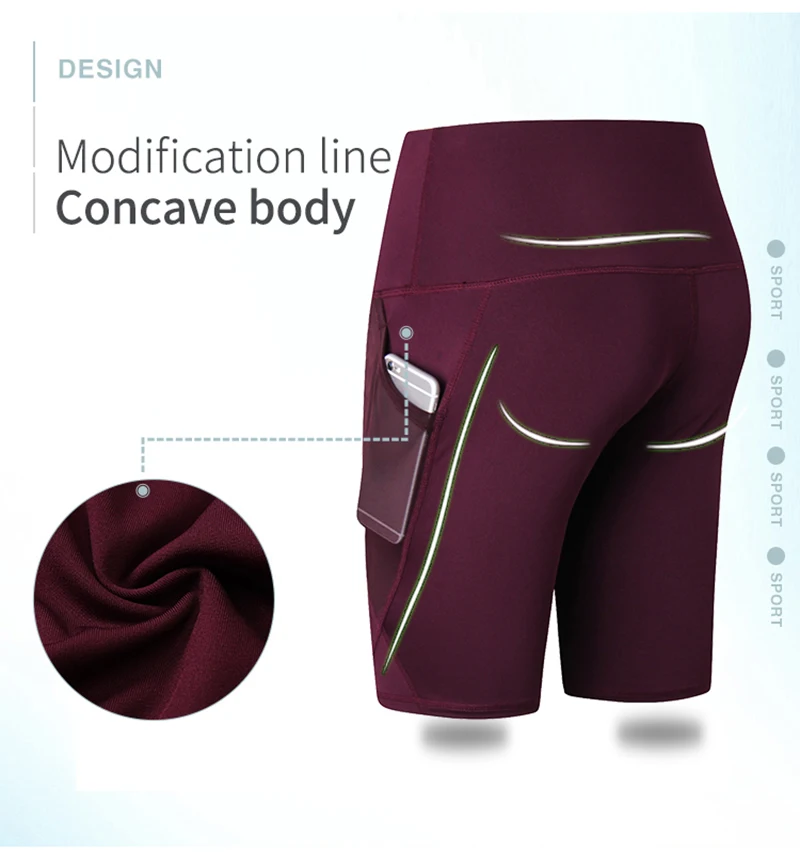 2023 Summer Gym Shorts Women High Waist Compression Quick Dry Yoga Shorts femme Fitness Running Push Up Shorts Pockets Design