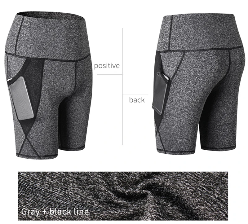 2023 Summer Gym Shorts Women High Waist Compression Quick Dry Yoga Shorts femme Fitness Running Push Up Shorts Pockets Design