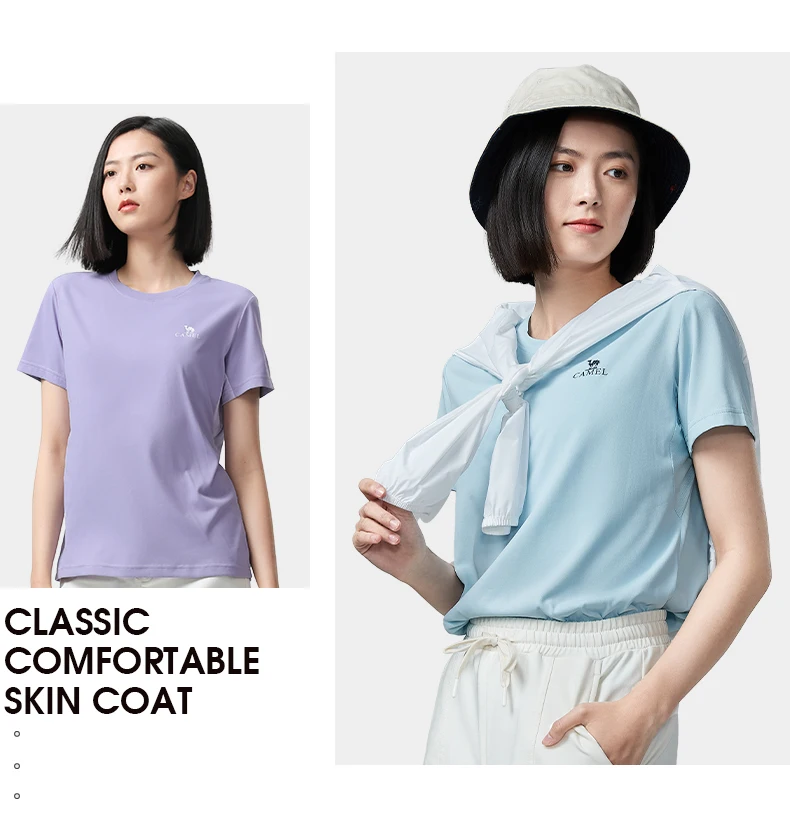 GOLDEN CAMEL Men and Women's T-shirts Moisture-absorbing Quick-dry Cotton t-shirt Short-sleeved Shirts Round Neck Sports Top