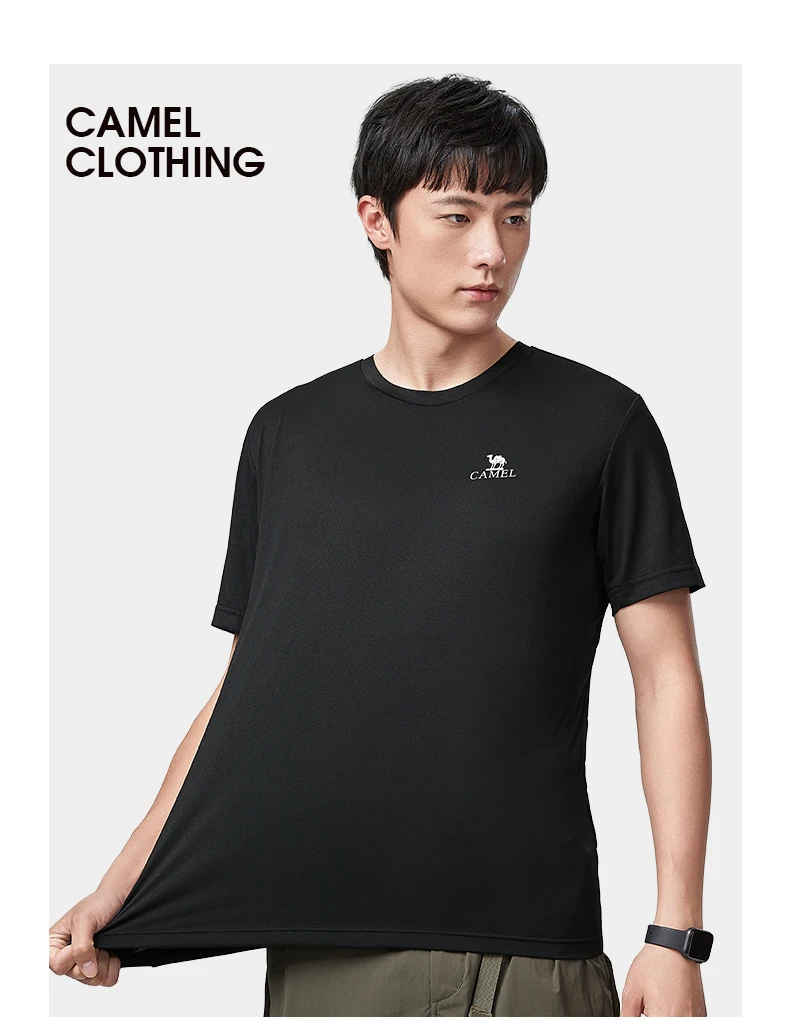 GOLDEN CAMEL Men and Women's T-shirts Moisture-absorbing Quick-dry Cotton t-shirt Short-sleeved Shirts Round Neck Sports Top