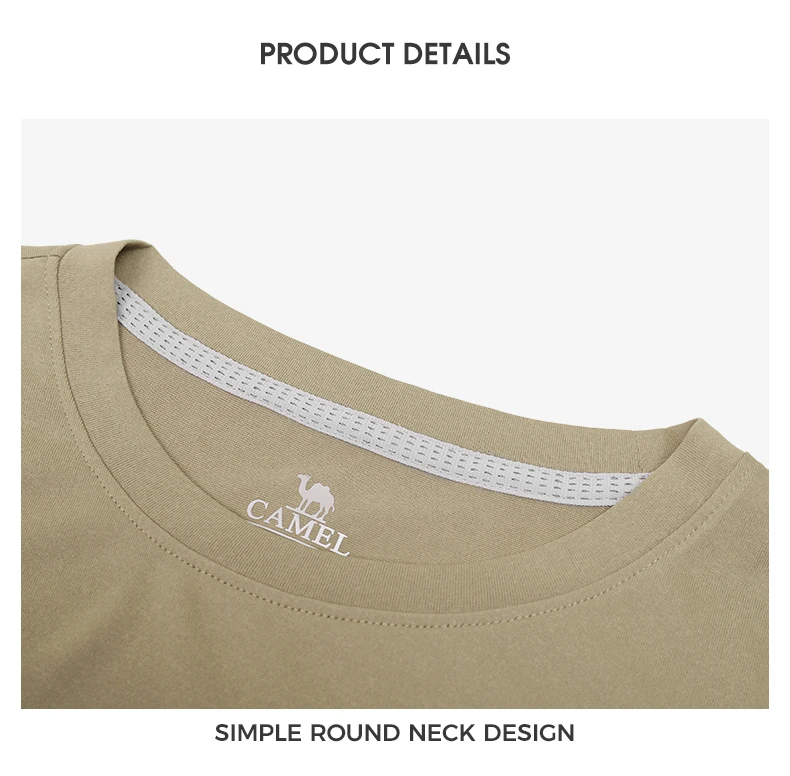 GOLDEN CAMEL Men and Women's T-shirts Moisture-absorbing Quick-dry Cotton t-shirt Short-sleeved Shirts Round Neck Sports Top
