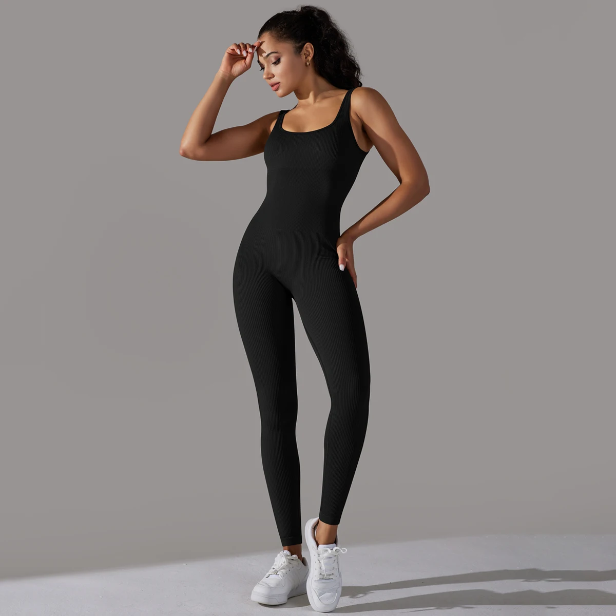 Fitness Sports Jumpsuit Screw Thread Sleeveless Bodysuit Women Seamless Set Full Seasons Casual Fitness Sporty Playsuit