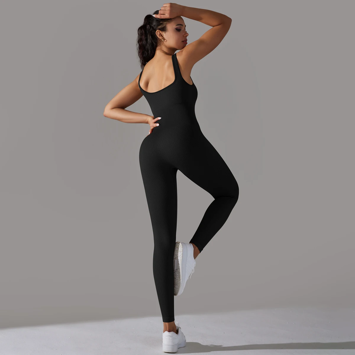 Fitness Sports Jumpsuit Screw Thread Sleeveless Bodysuit Women Seamless Set Full Seasons Casual Fitness Sporty Playsuit