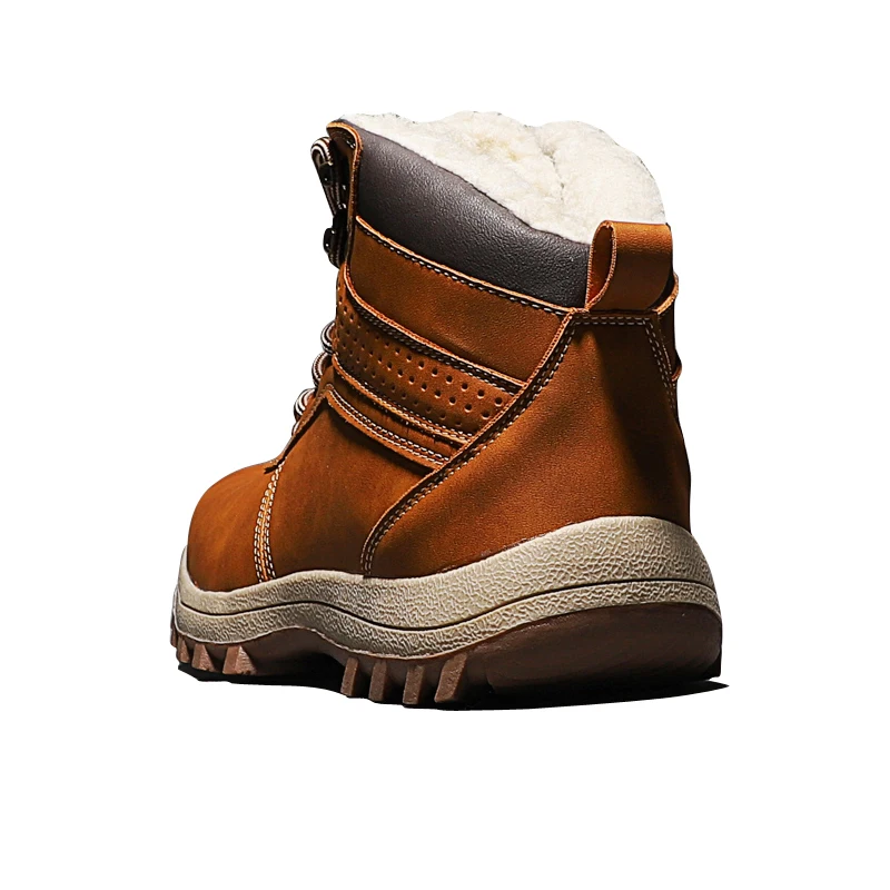 HIKEUP Winter Boots Men Cotton Shoes Winter Outdoor Hiking Shoes Workwear Sport High Top Plus Velvet Warm Men's Shoes