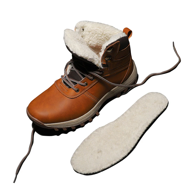 HIKEUP Winter Boots Men Cotton Shoes Winter Outdoor Hiking Shoes Workwear Sport High Top Plus Velvet Warm Men's Shoes