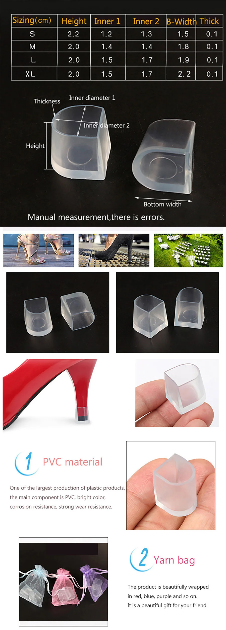High Heels Includes Non-slip Latino Dance Heels Includes Shoe Cleaning Kit Cap Heels Silicone Cleats