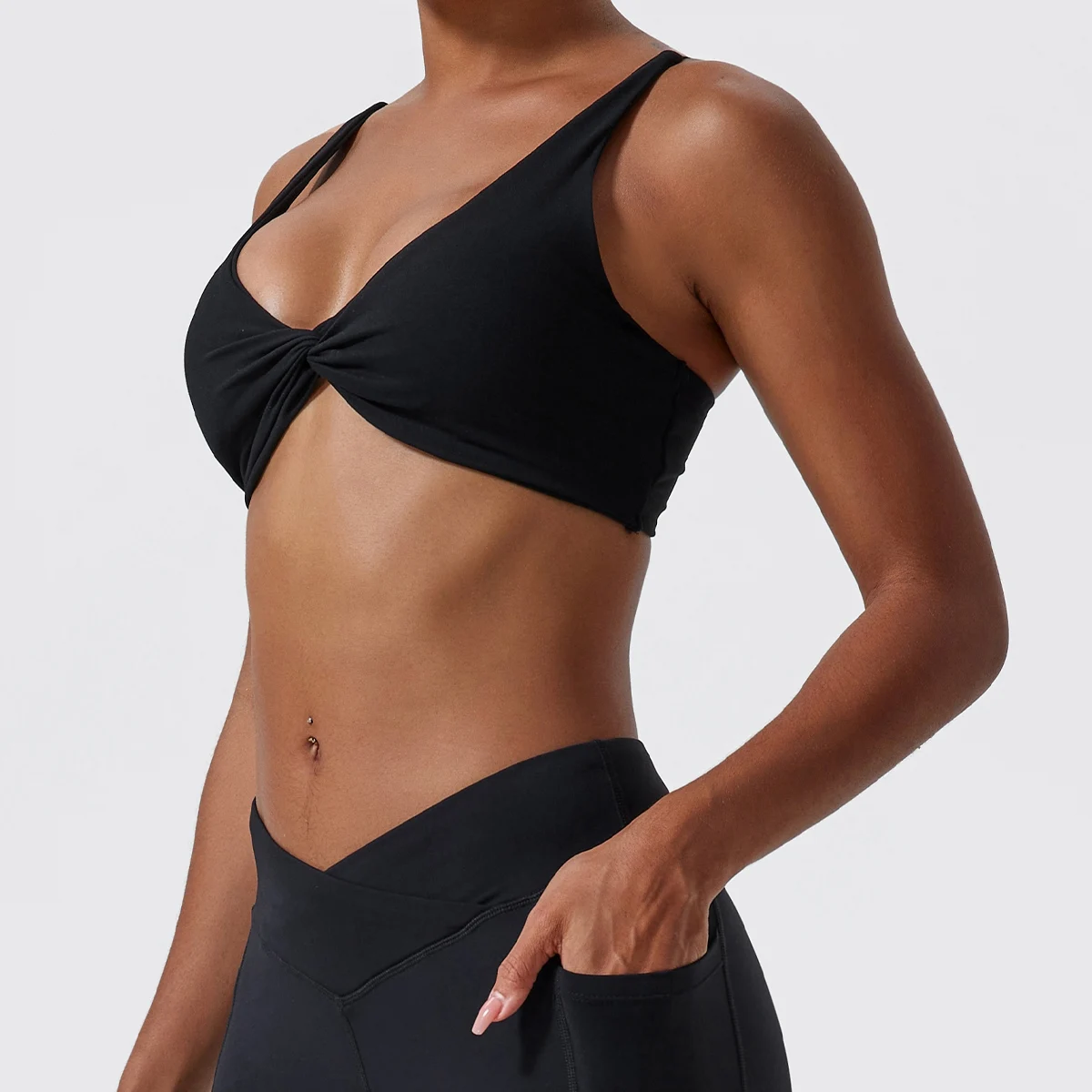 Hearuisavy Summer Sports Bra Shockproof Push Up Gym Top Women Quick-Dry Yoga Clothes Pleated Design Brassiere Workout Crop Top