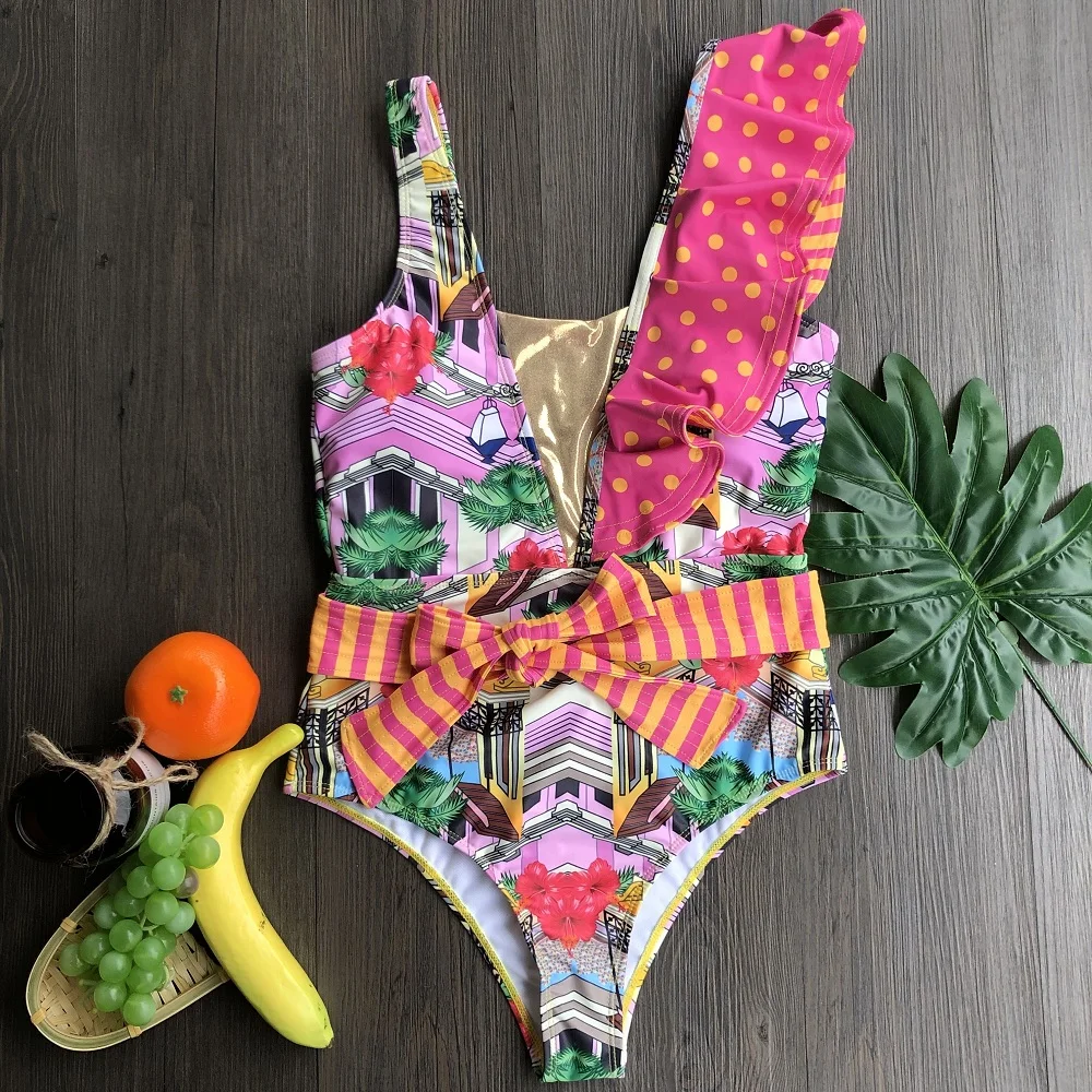 RUOTONGSEPT 2023 Women Swimsuit Strappy Bandege Swimwear Backless Sexy One Piece Ruffled Bikini Bathing Suit Beachwear Monokini