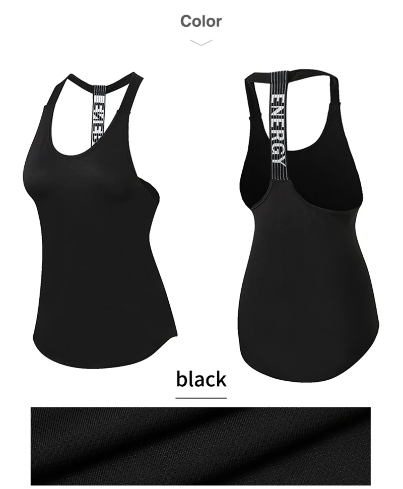 Women Gym Tops Black Sleeveless Yoga Top Women Fitness Shirt Gym Vest Running workout Sports Tops Letter Backless Shirt