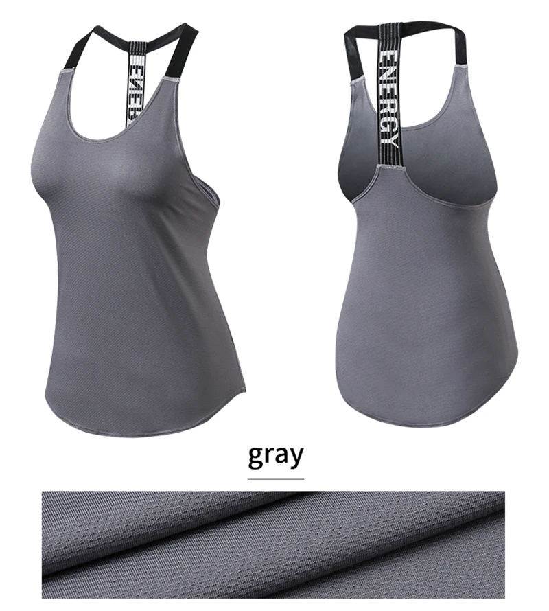 Women Gym Tops Black Sleeveless Yoga Top Women Fitness Shirt Gym Vest Running workout Sports Tops Letter Backless Shirt