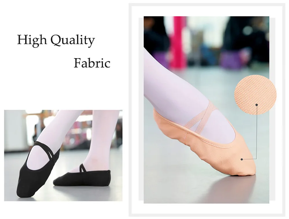 Canvas Ballet Shoes for Women and Children, Soft Soled Dance Slippers, Professional and Training