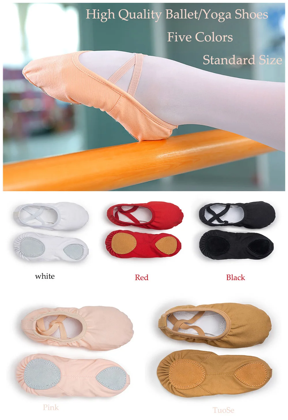 Canvas Ballet Shoes for Women and Children, Soft Soled Dance Slippers, Professional and Training