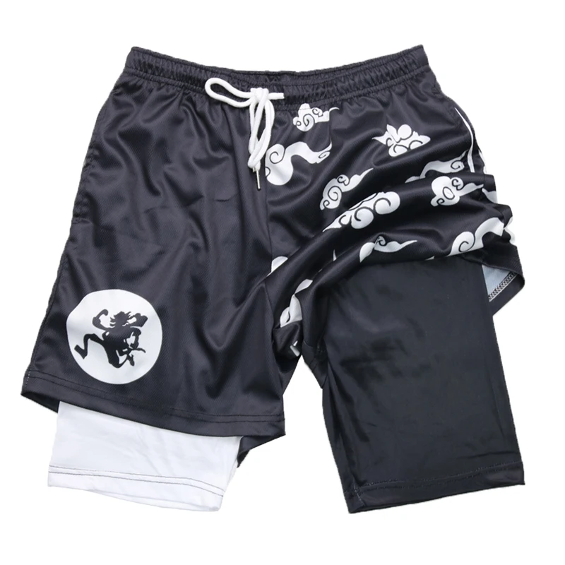 Stylish 3D Print 2 in 1 Running Shorts for Men Gym Workout Athletic Performance Shorts with Pockets Activewear
