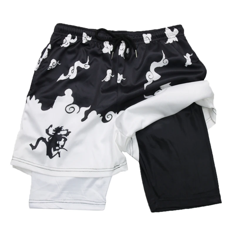 Stylish 3D Print 2 in 1 Running Shorts for Men Gym Workout Athletic Performance Shorts with Pockets Activewear