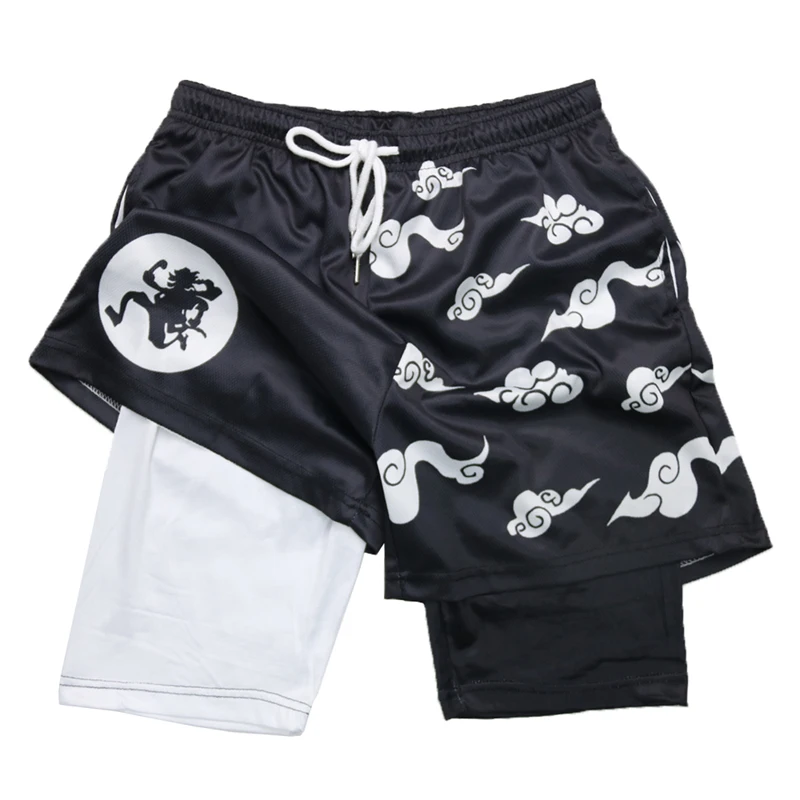 Stylish 3D Print 2 in 1 Running Shorts for Men Gym Workout Athletic Performance Shorts with Pockets Activewear