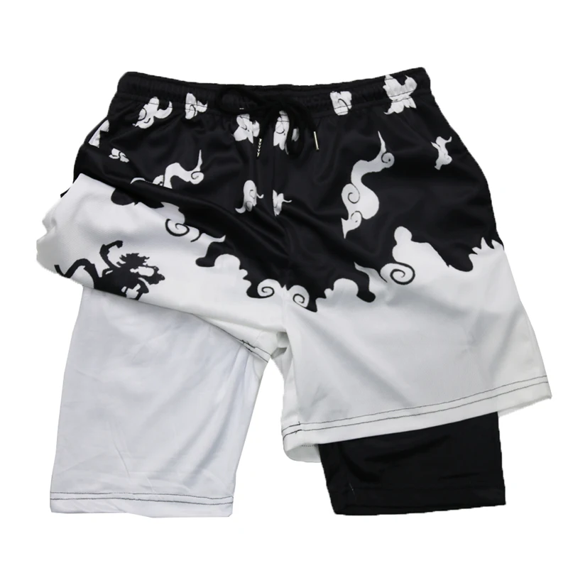Stylish 3D Print 2 in 1 Running Shorts for Men Gym Workout Athletic Performance Shorts with Pockets Activewear