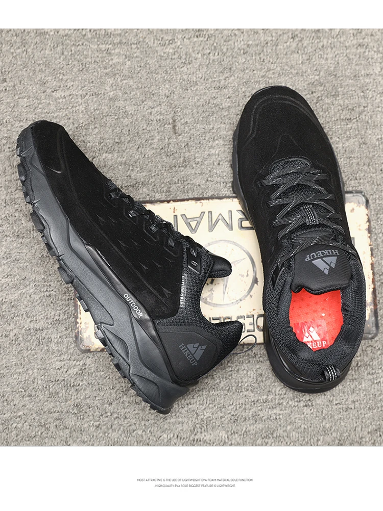 HIKEUP Latest Men's Hiking Shoes Wear-resistant Non-slip Outdoor Sneaker Rock Climbing Trekking Hunting Men Sports Suede Leather