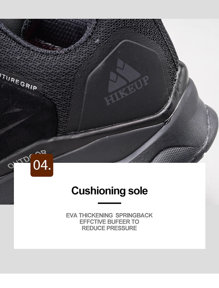 HIKEUP Latest Men's Hiking Shoes Wear-resistant Non-slip Outdoor Sneaker Rock Climbing Trekking Hunting Men Sports Suede Leather