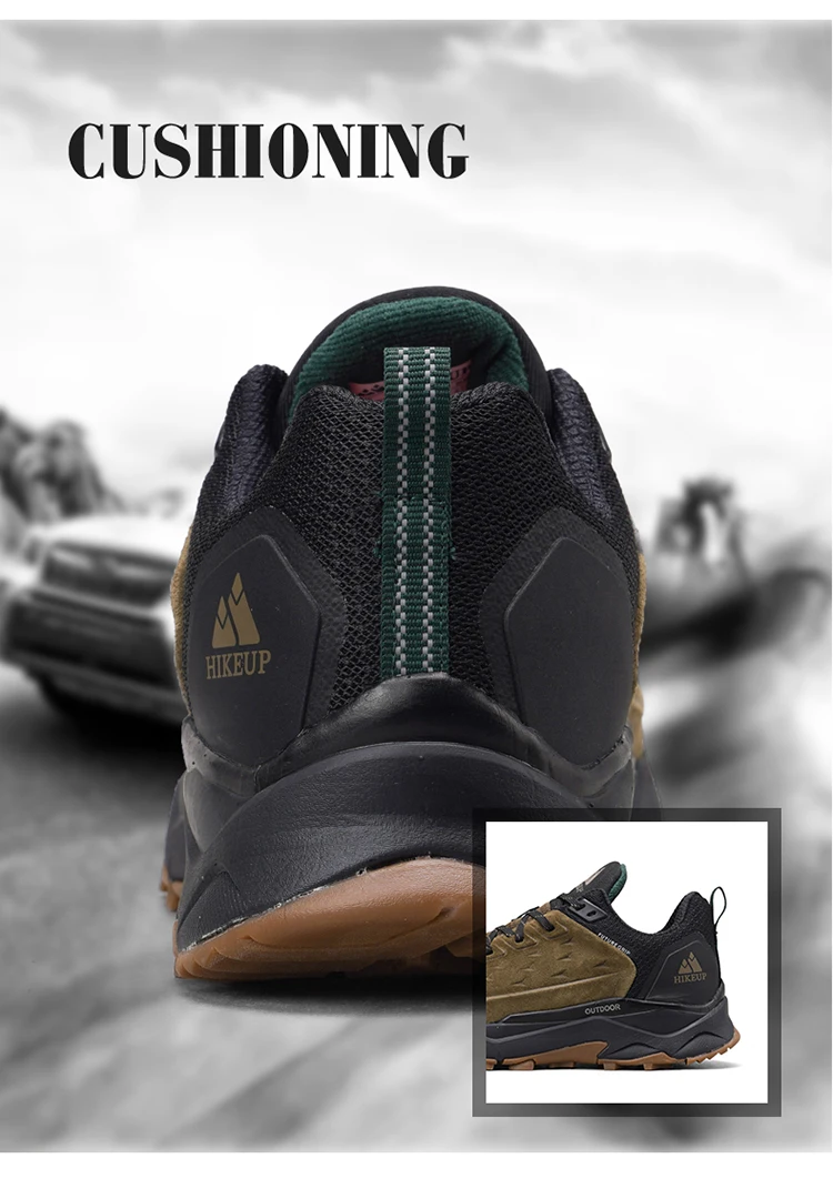 HIKEUP Latest Men's Hiking Shoes Wear-resistant Non-slip Outdoor Sneaker Rock Climbing Trekking Hunting Men Sports Suede Leather