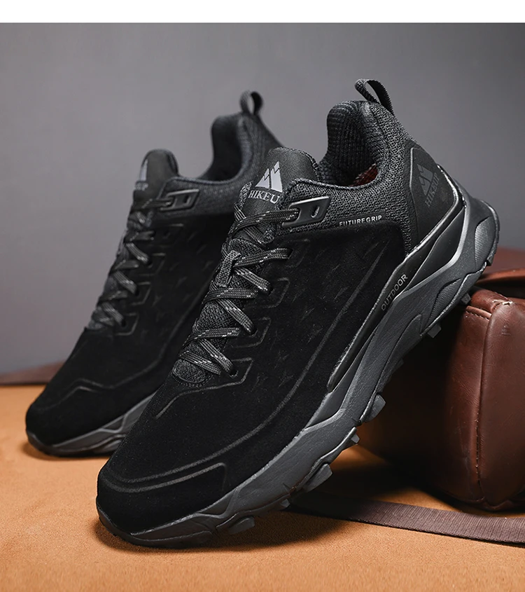 HIKEUP Latest Men's Hiking Shoes Wear-resistant Non-slip Outdoor Sneaker Rock Climbing Trekking Hunting Men Sports Suede Leather