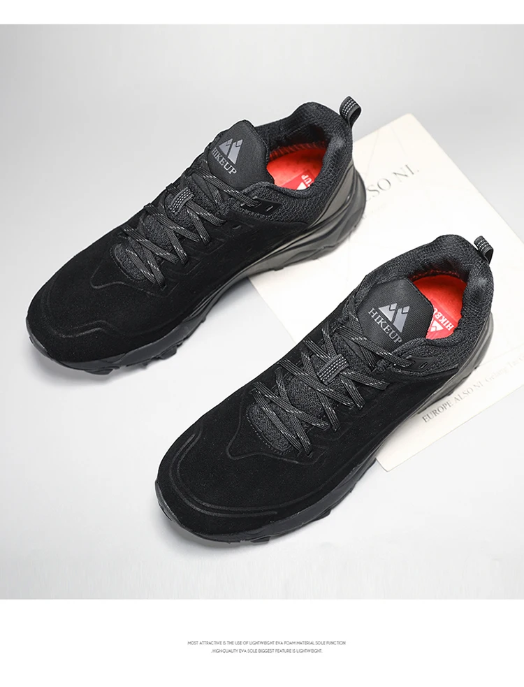 HIKEUP Latest Men's Hiking Shoes Wear-resistant Non-slip Outdoor Sneaker Rock Climbing Trekking Hunting Men Sports Suede Leather