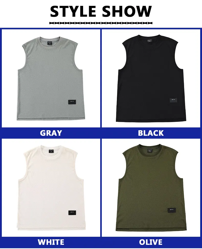 Men's Loose Casual Sports Vest Basketball Fitness Mesh Breathable Sleeveless T-shirt Running Bottom Shirt Marathon Tank Top