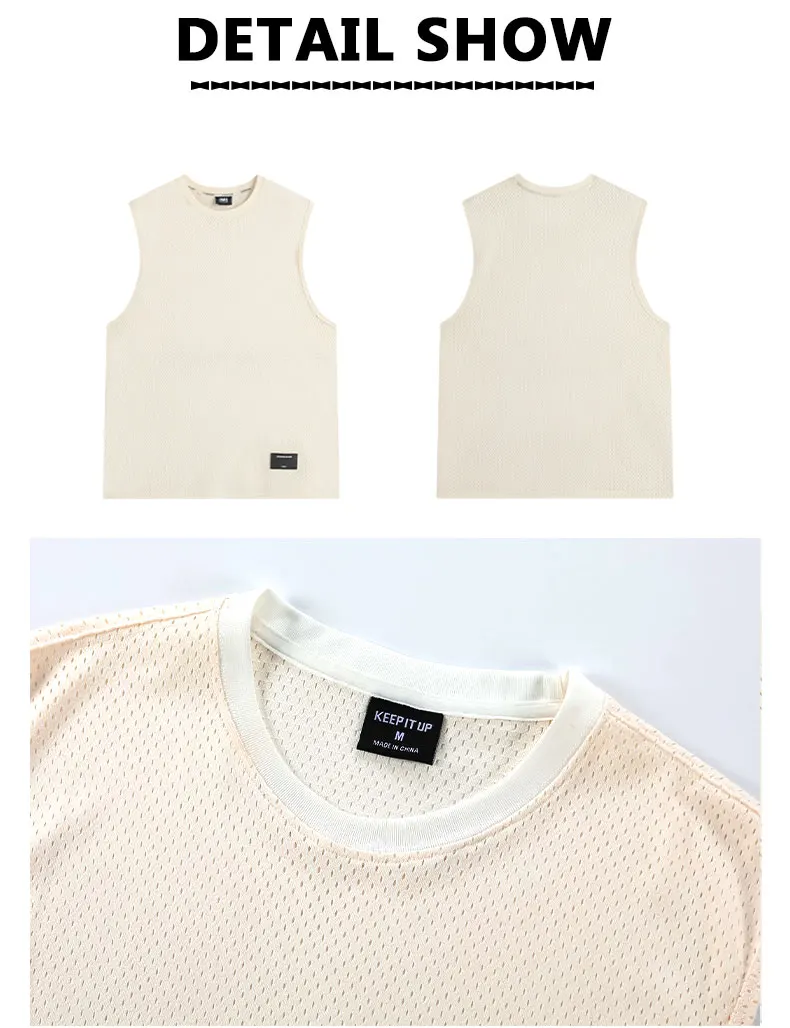 Men's Loose Casual Sports Vest Basketball Fitness Mesh Breathable Sleeveless T-shirt Running Bottom Shirt Marathon Tank Top