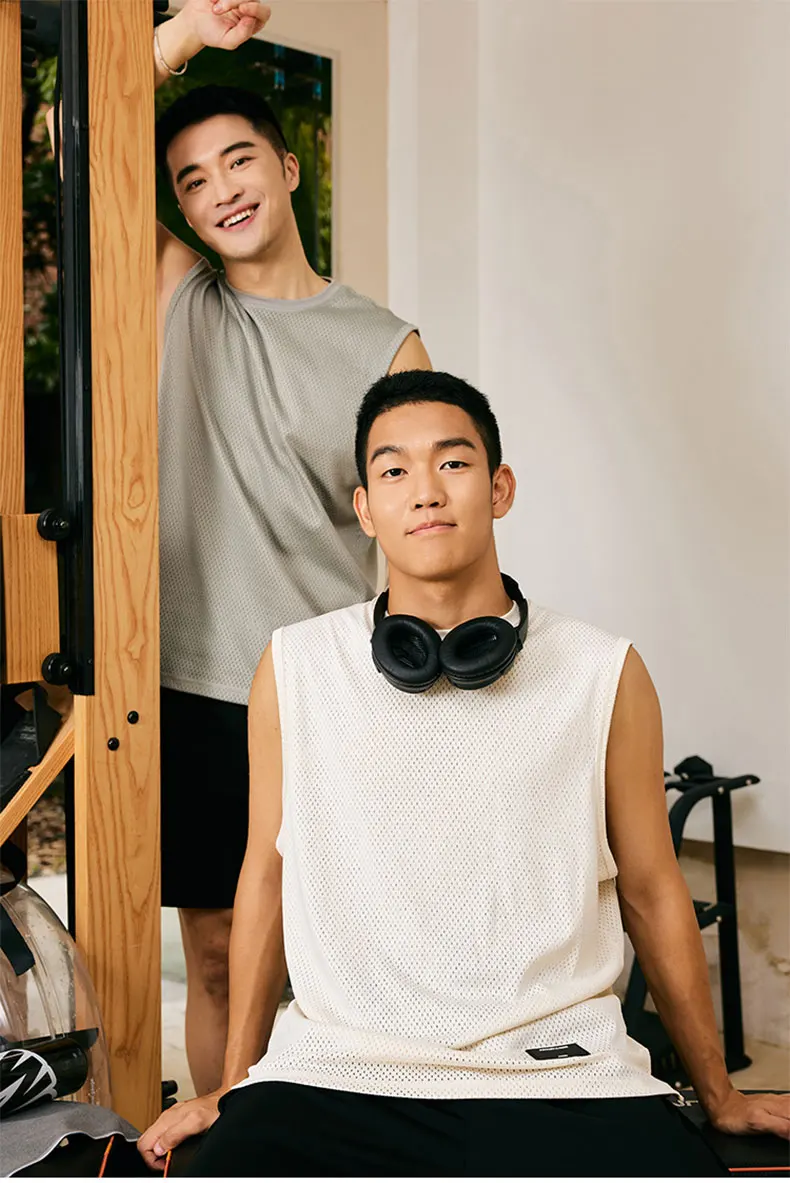 Men's Loose Casual Sports Vest Basketball Fitness Mesh Breathable Sleeveless T-shirt Running Bottom Shirt Marathon Tank Top