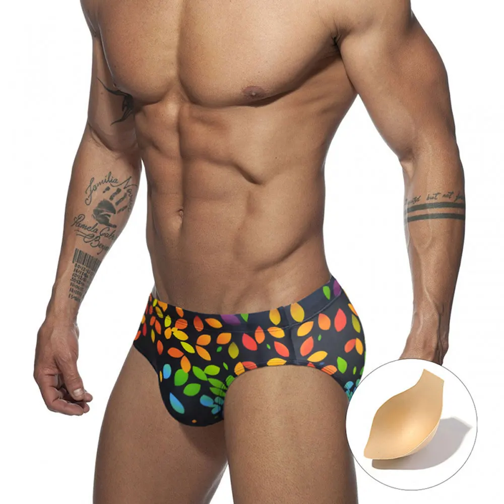 Sexy Briefs Swimming Trunks Tight Stretch bathing suit men Pride Day Surf Summer Beach Sports Pants Padded Push-up Men Swimwear