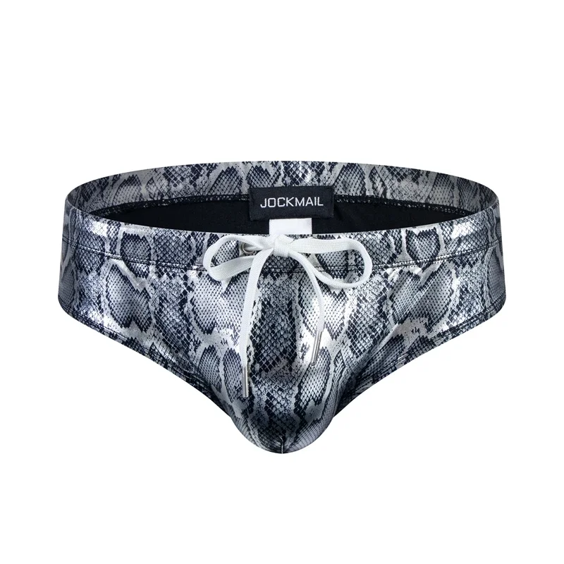 Push Up Padded Swimwear Men Swimsuit Shorts Mens Bikini Briefs Summer Trunk Swim Suit Sunga Slip Beach Shorts Snakeskin Print