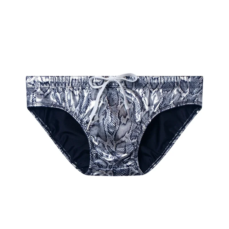 Push Up Padded Swimwear Men Swimsuit Shorts Mens Bikini Briefs Summer Trunk Swim Suit Sunga Slip Beach Shorts Snakeskin Print