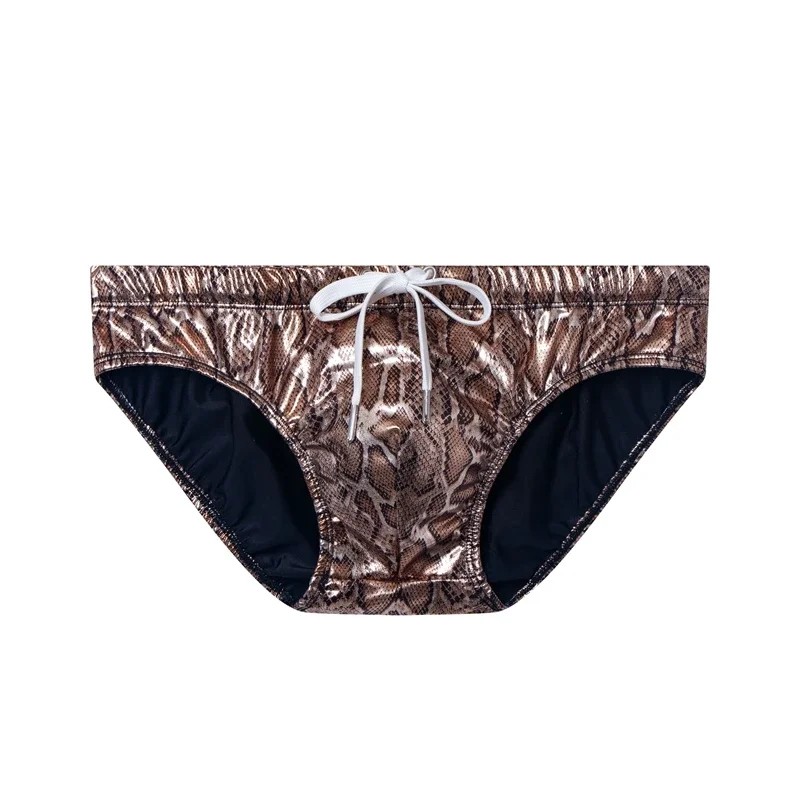 Push Up Padded Swimwear Men Swimsuit Shorts Mens Bikini Briefs Summer Trunk Swim Suit Sunga Slip Beach Shorts Snakeskin Print