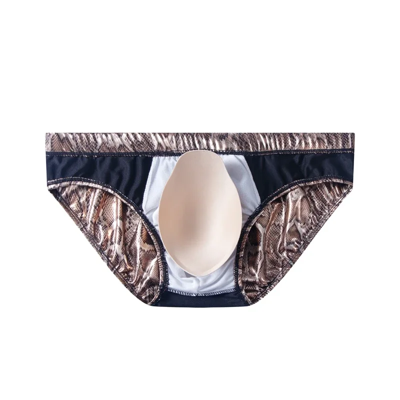 Push Up Padded Swimwear Men Swimsuit Shorts Mens Bikini Briefs Summer Trunk Swim Suit Sunga Slip Beach Shorts Snakeskin Print