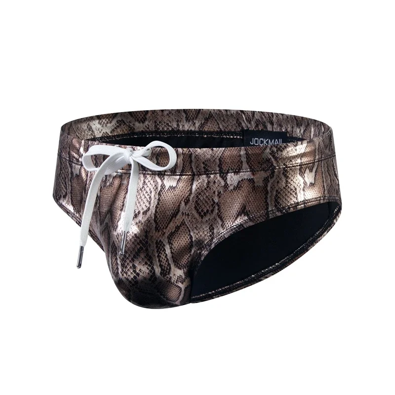 Push Up Padded Swimwear Men Swimsuit Shorts Mens Bikini Briefs Summer Trunk Swim Suit Sunga Slip Beach Shorts Snakeskin Print