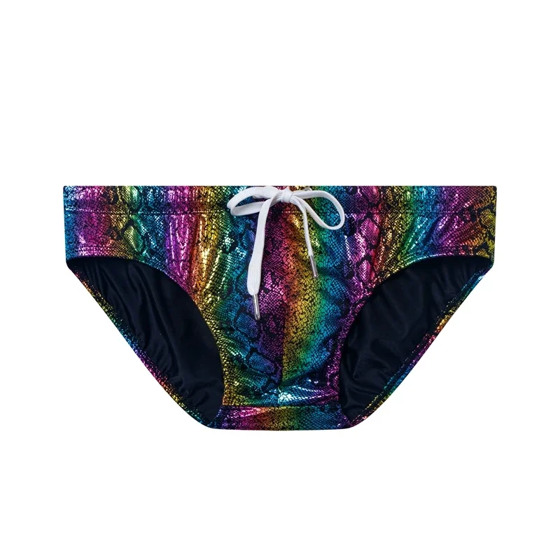 Push Up Padded Swimwear Men Swimsuit Shorts Mens Bikini Briefs Summer Trunk Swim Suit Sunga Slip Beach Shorts Snakeskin Print