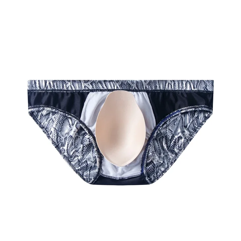 Push Up Padded Swimwear Men Swimsuit Shorts Mens Bikini Briefs Summer Trunk Swim Suit Sunga Slip Beach Shorts Snakeskin Print