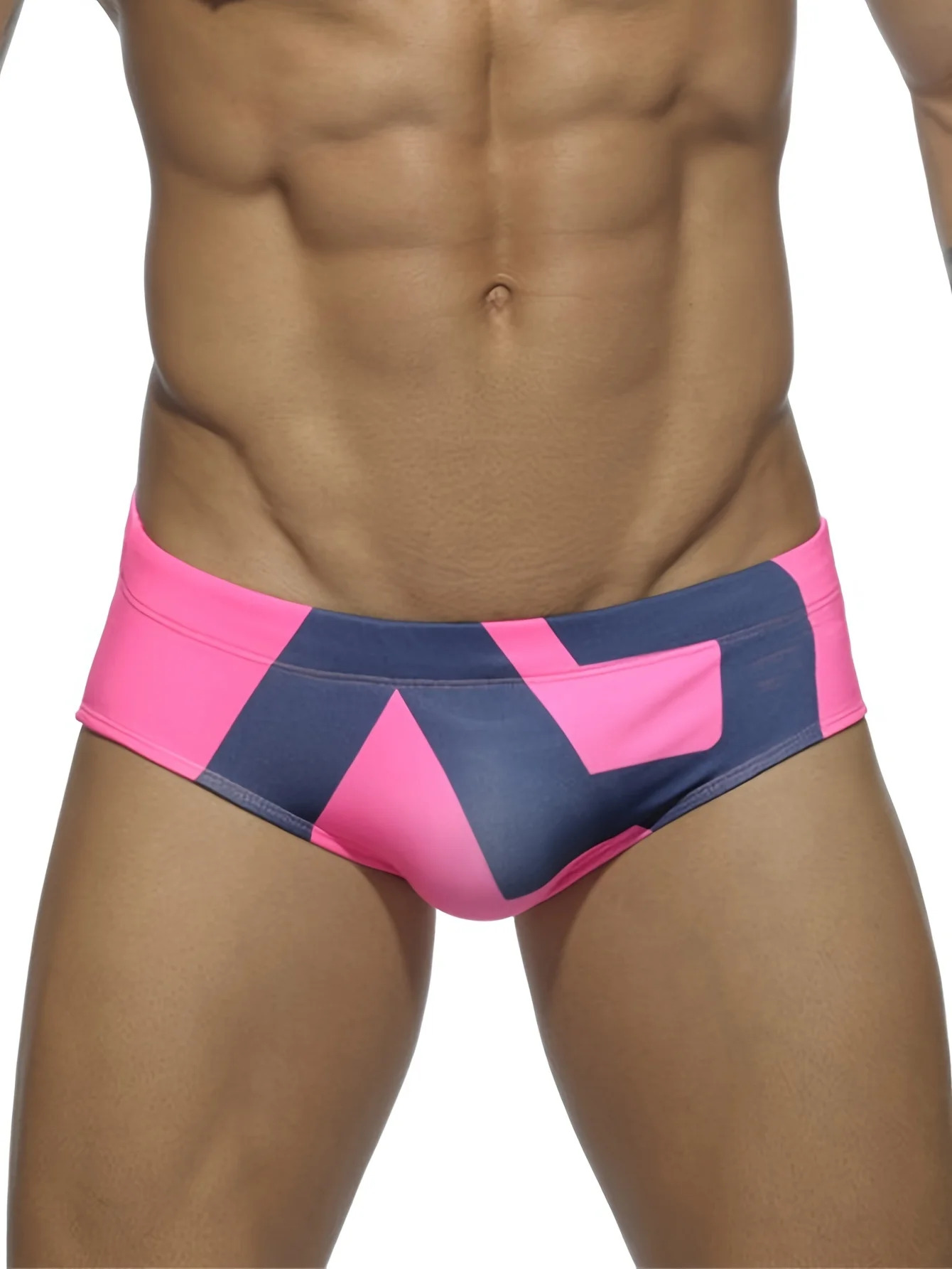 Men's Patterned Drawstring Triangle Underwear, Men's Swimwear, Summer Beach Swimming Shorts