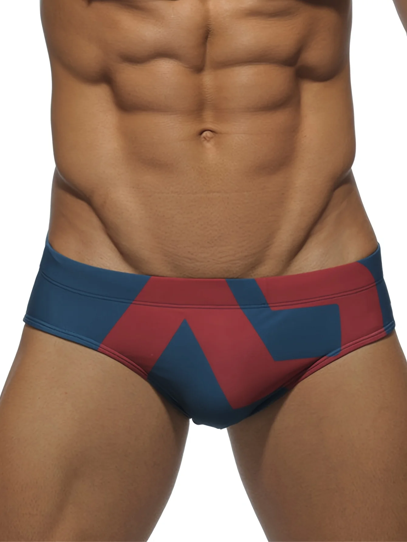 Men's Patterned Drawstring Triangle Underwear, Men's Swimwear, Summer Beach Swimming Shorts