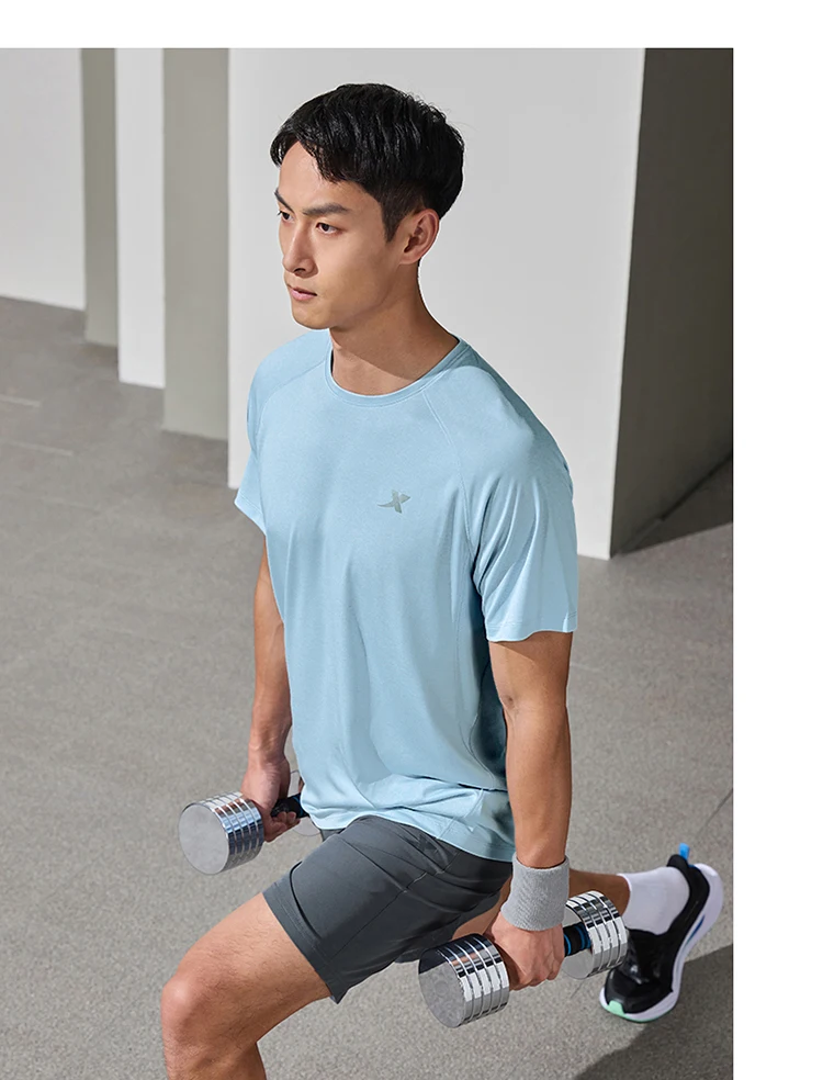 Xtep Short Sleeve Knitted Shirt For Men Summer Sweat-Absorbing Men's T-shirt Training Comfortable Outdoor Tops 876229010108