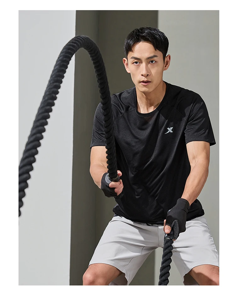 Xtep Short Sleeve Knitted Shirt For Men Summer Sweat-Absorbing Men's T-shirt Training Comfortable Outdoor Tops 876229010108