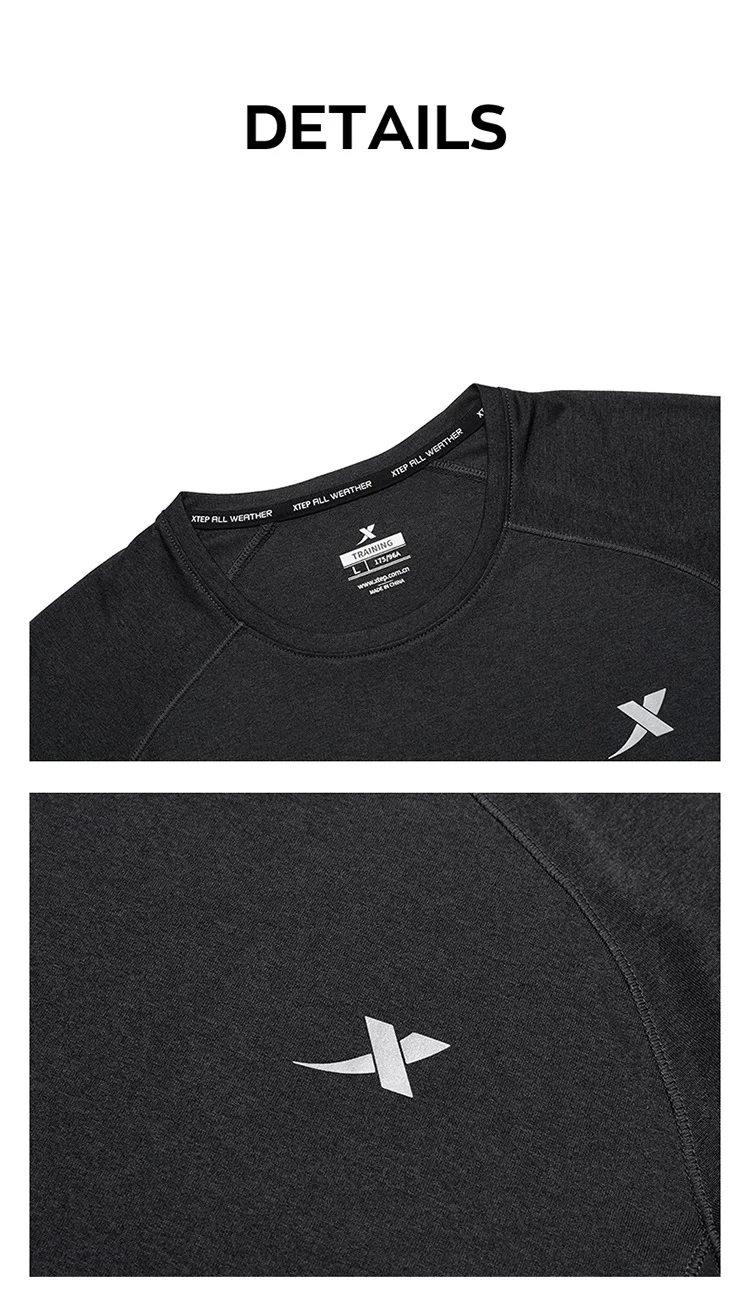 Xtep Short Sleeve Knitted Shirt For Men Summer Sweat-Absorbing Men's T-shirt Training Comfortable Outdoor Tops 876229010108