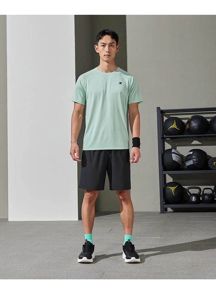Xtep Short Sleeve Knitted Shirt For Men Summer Sweat-Absorbing Men's T-shirt Training Comfortable Outdoor Tops 876229010108