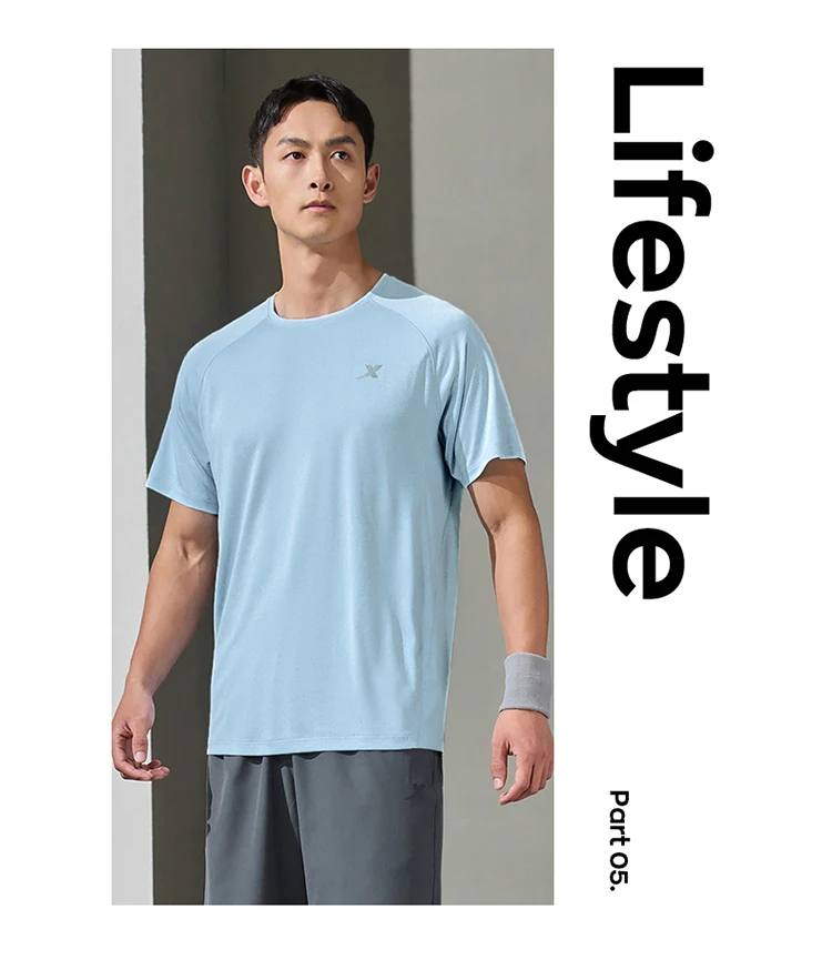 Xtep Short Sleeve Knitted Shirt For Men Summer Sweat-Absorbing Men's T-shirt Training Comfortable Outdoor Tops 876229010108