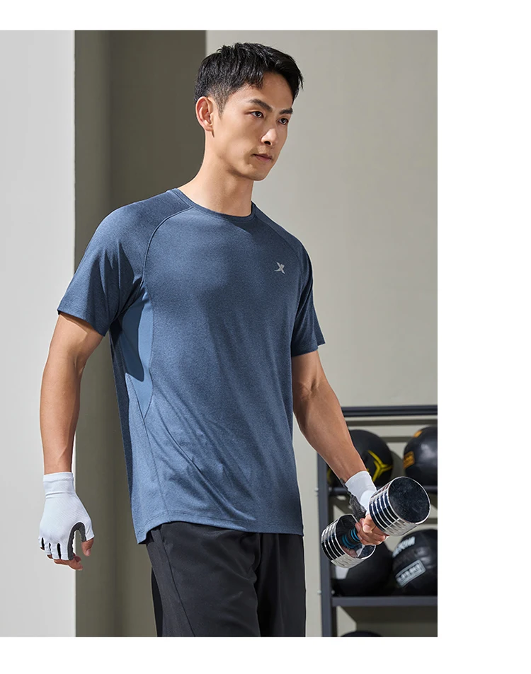 Xtep Short Sleeve Knitted Shirt For Men Summer Sweat-Absorbing Men's T-shirt Training Comfortable Outdoor Tops 876229010108