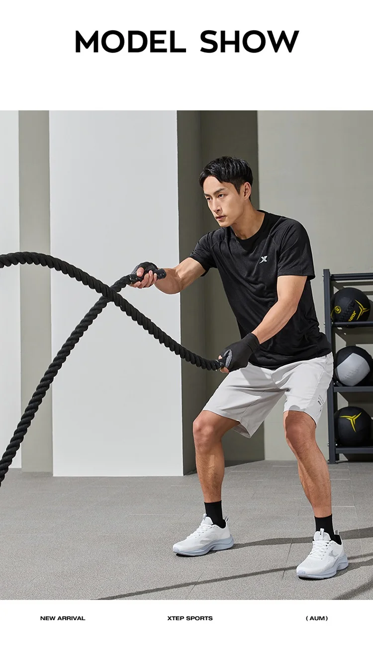 Xtep Short Sleeve Knitted Shirt For Men Summer Sweat-Absorbing Men's T-shirt Training Comfortable Outdoor Tops 876229010108