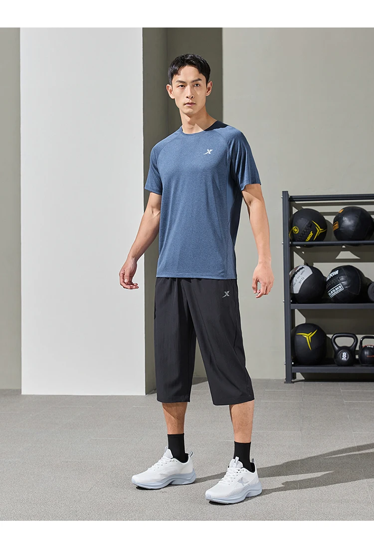 Xtep Short Sleeve Knitted Shirt For Men Summer Sweat-Absorbing Men's T-shirt Training Comfortable Outdoor Tops 876229010108
