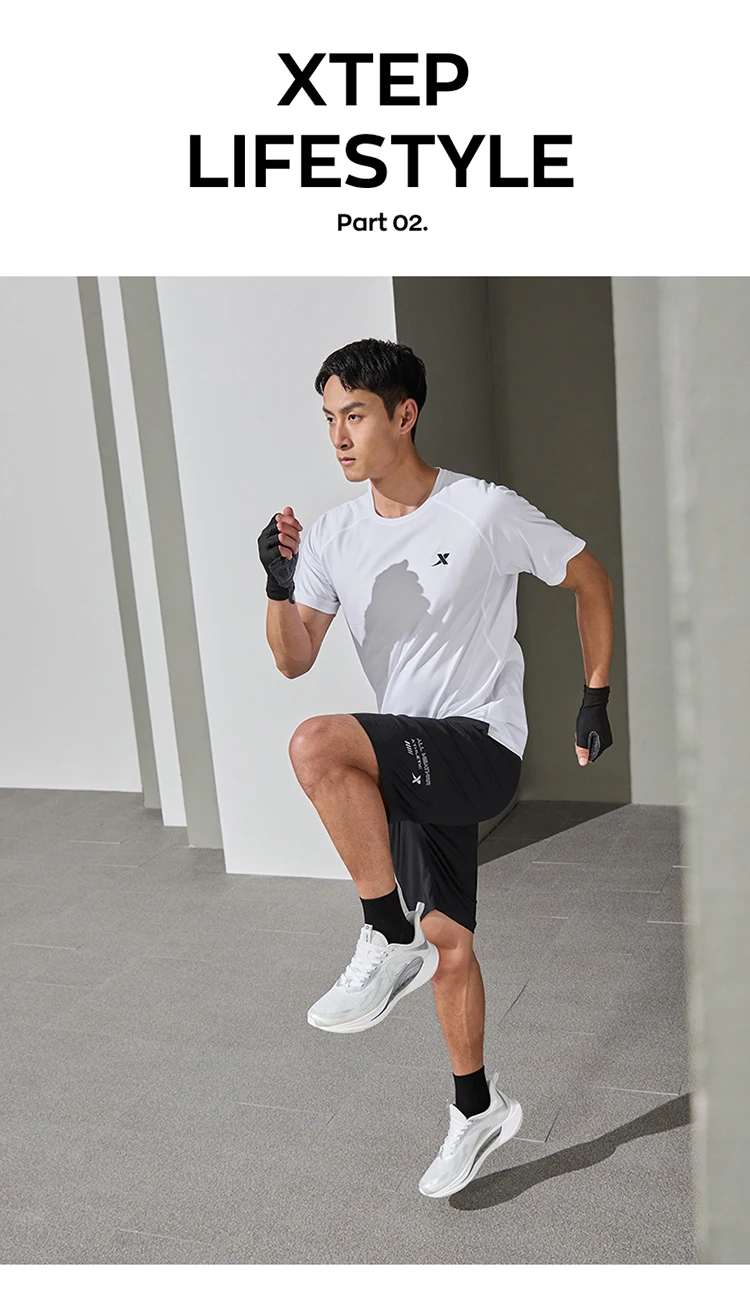 Xtep Short Sleeve Knitted Shirt For Men Summer Sweat-Absorbing Men's T-shirt Training Comfortable Outdoor Tops 876229010108