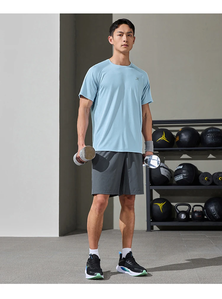 Xtep Short Sleeve Knitted Shirt For Men Summer Sweat-Absorbing Men's T-shirt Training Comfortable Outdoor Tops 876229010108