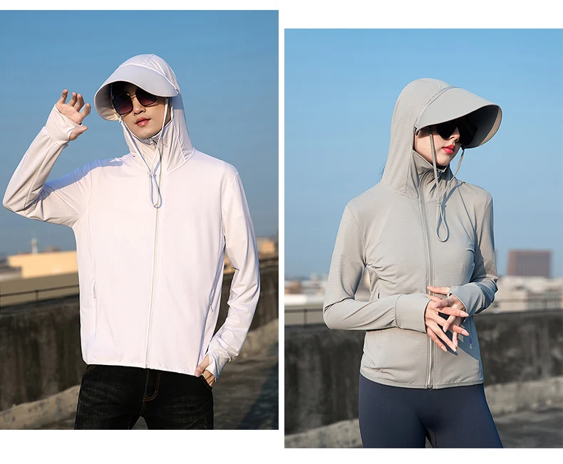  Summer Thin Couple Sports Leisure Sunscreen Clothing Comfortable High Quality Ice Silk Breathable Outdoor UV Protection Coat